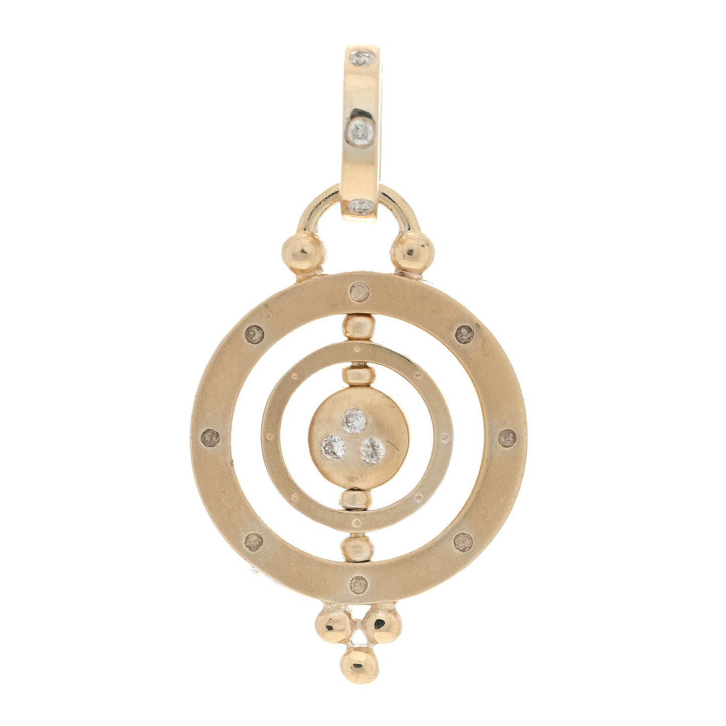 18K Yellow Gold Diamond Sapphire Tsavorite Celestial 3x Orbit Pendant