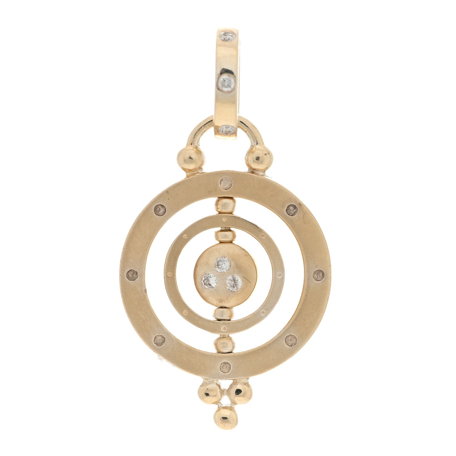Temple St. Clair 18K Yellow Gold Diamond Sapphire Tsavorite Celestial 3x Orbit Pendant 3 of 3