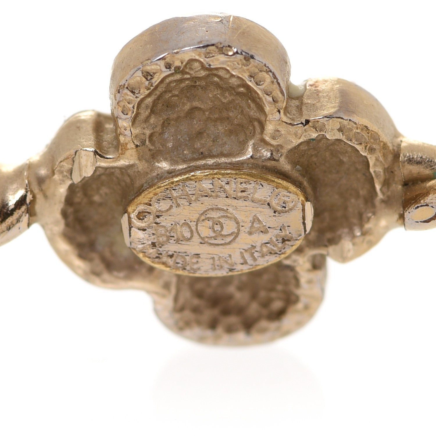 Chanel Enamel Camellia CC Ring Set of 2 6.25 4.75 Gold White 4 of 5