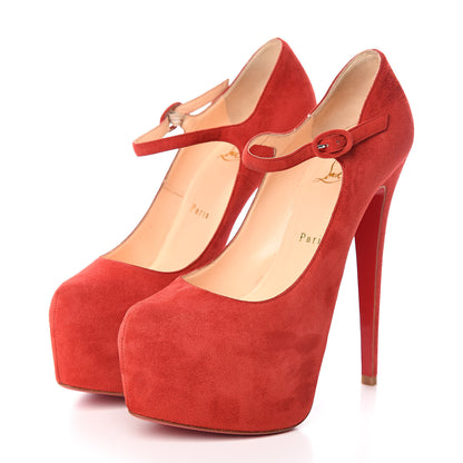 Christian Louboutin Veau Velours Lady Daf 160 Pumps 38.5 Red 3 of 8