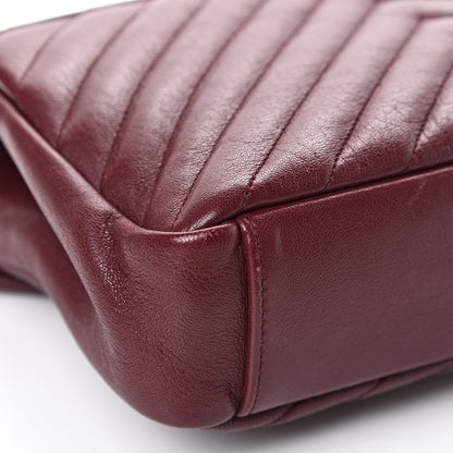 Saint Laurent Sheepskin Matelasse Chevron Monogram Medium College Bag Rouge Legion 14 of 16