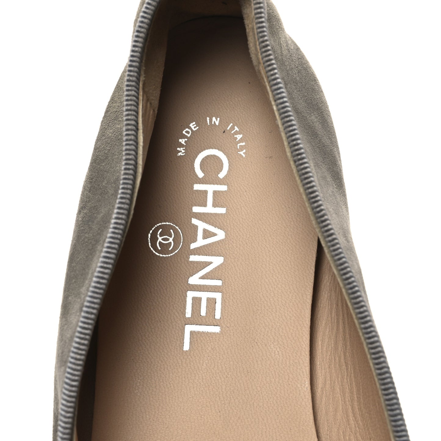 Suede Lambskin Cap Toe CC Ballerina Flats 41.5 Dark Grey Black