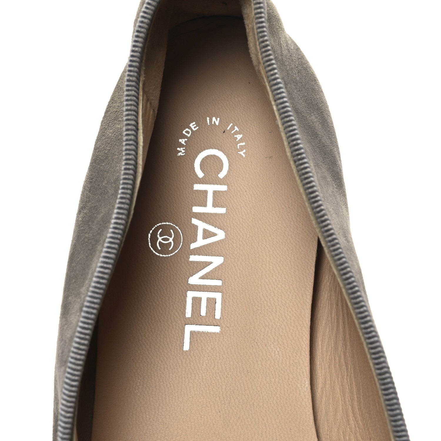 Chanel Suede Lambskin Cap Toe CC Ballerina Flats 41.5 Dark Grey Black 9 of 11