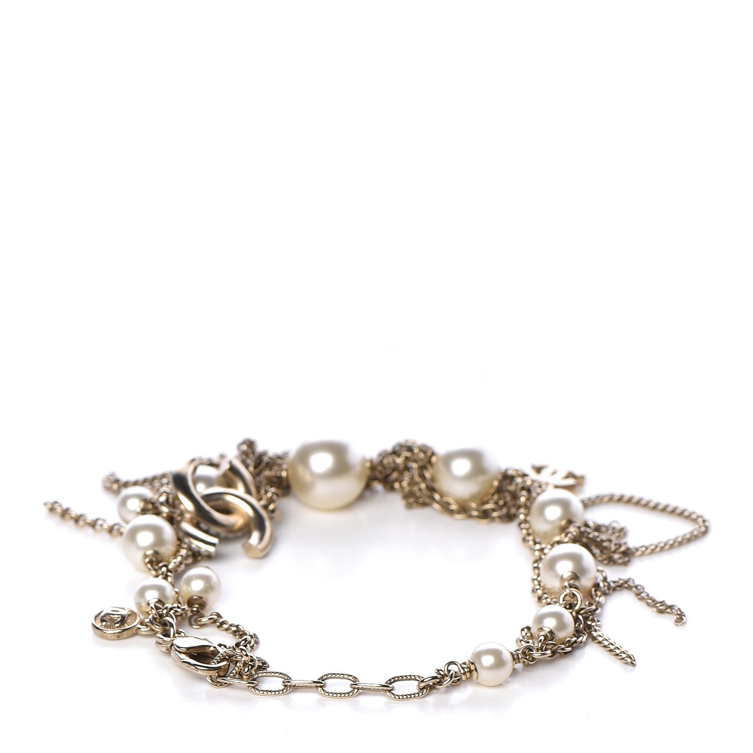 Chanel Pearl Crystal CC Chain Bracelet Gold 3 of 5