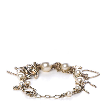 Chanel Pearl Crystal CC Chain Bracelet Gold 3 of 5