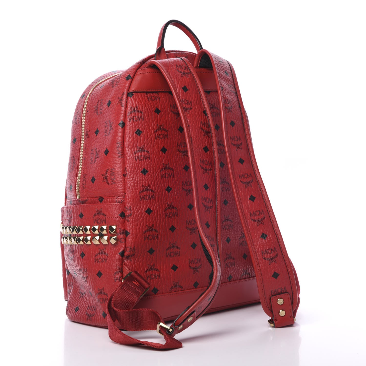 MCM Visetos Medium Side Studs Stark Backpack Ruby Red 2 of 9