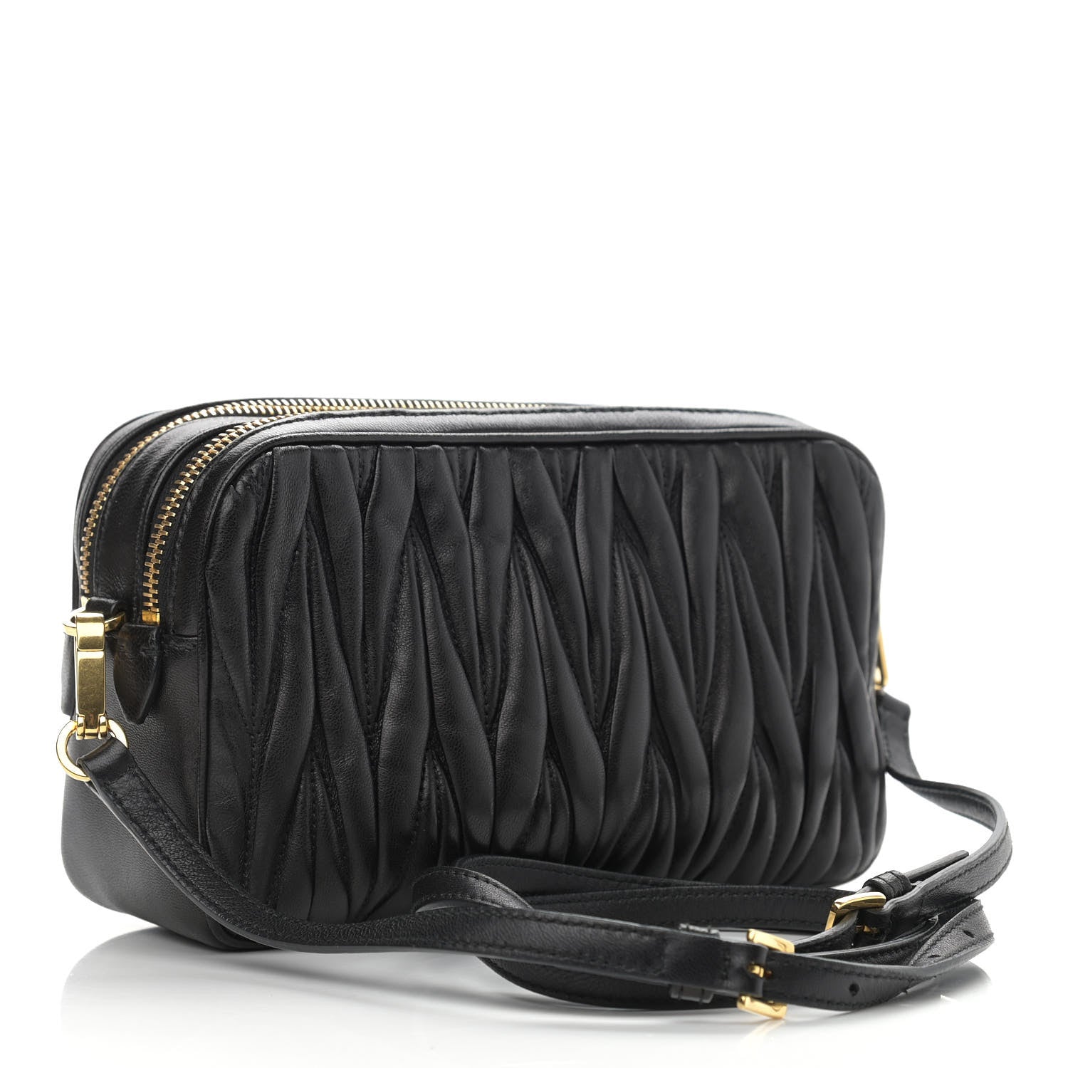 Miu Miu Nappa Matelasse Double Zip Pochette Clutch Black 3 of 11