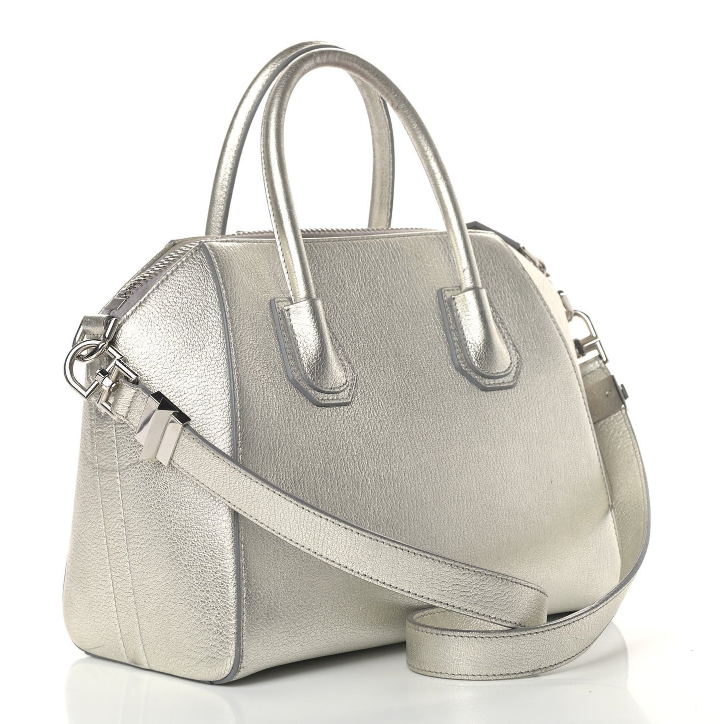 Metallic Sugar Goatskin Small Antigona Silver