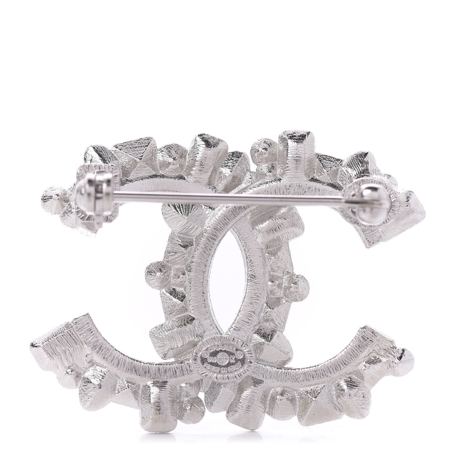 Baguette Crystal CC Brooch Black Silver