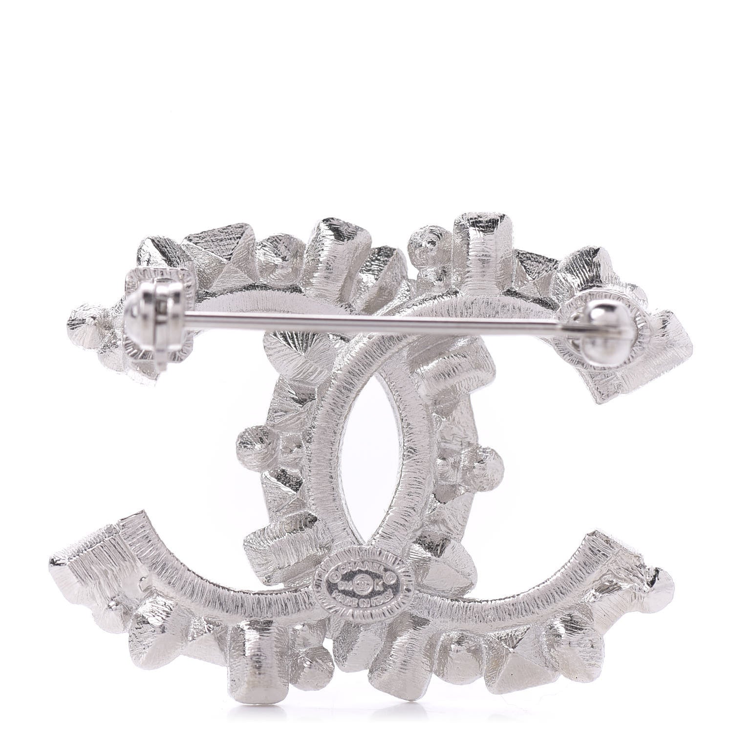 Chanel Baguette Crystal CC Brooch Black Silver 3 of 4