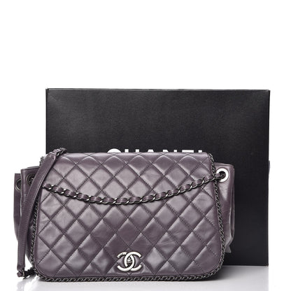 Chanel Calfskin Quilted Large CC Enchained Accordion Flap Grey 8 of 8