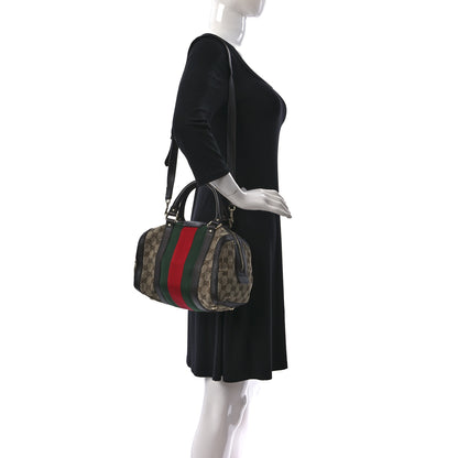 Gucci Monogram Vintage Web Small Boston Dark Brown 2 of 18