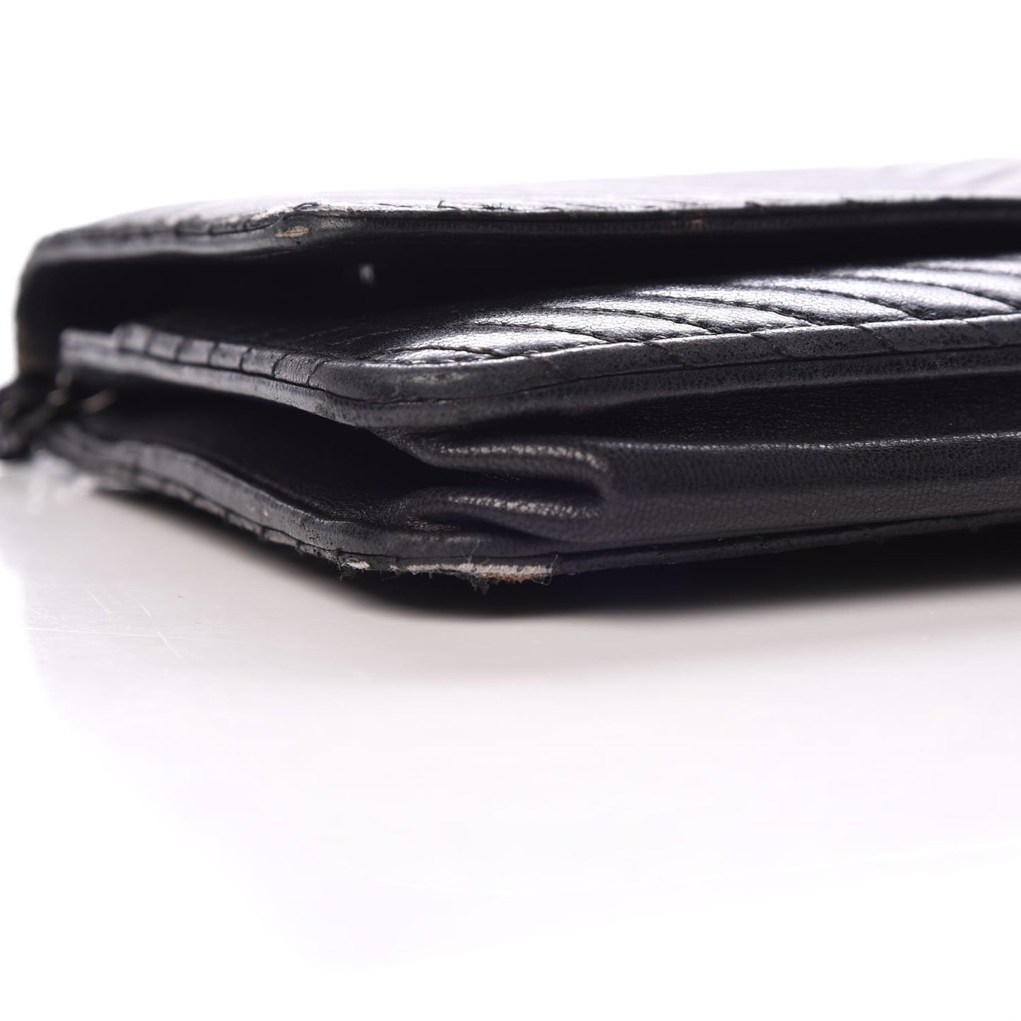 Lambskin Chevron Quilted Wallet On Chain WOC So Black