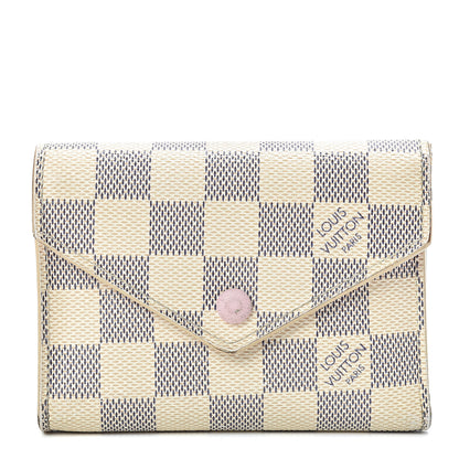 Louis Vuitton Damier Azur Victorine Wallet Rose Ballerine 1 of 15