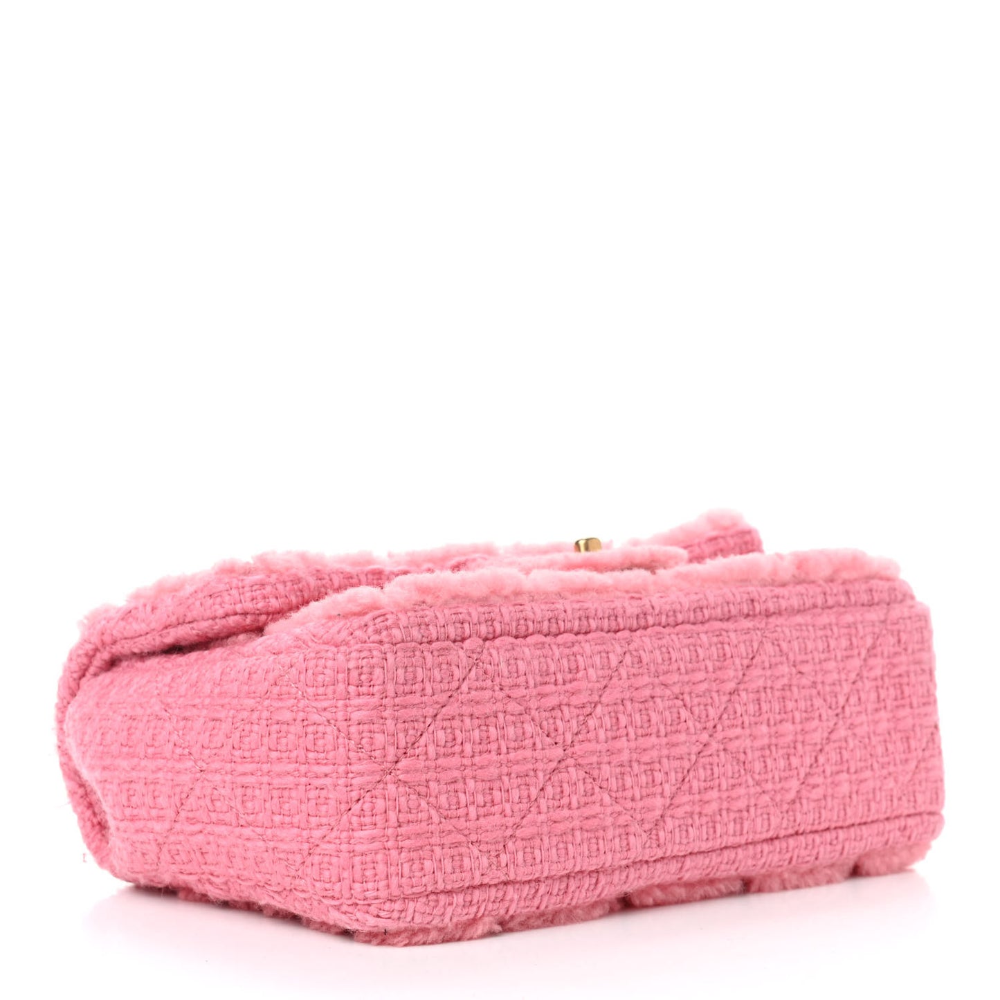 Shearling Sheepskin Tweed Quilted Single Flap Pink