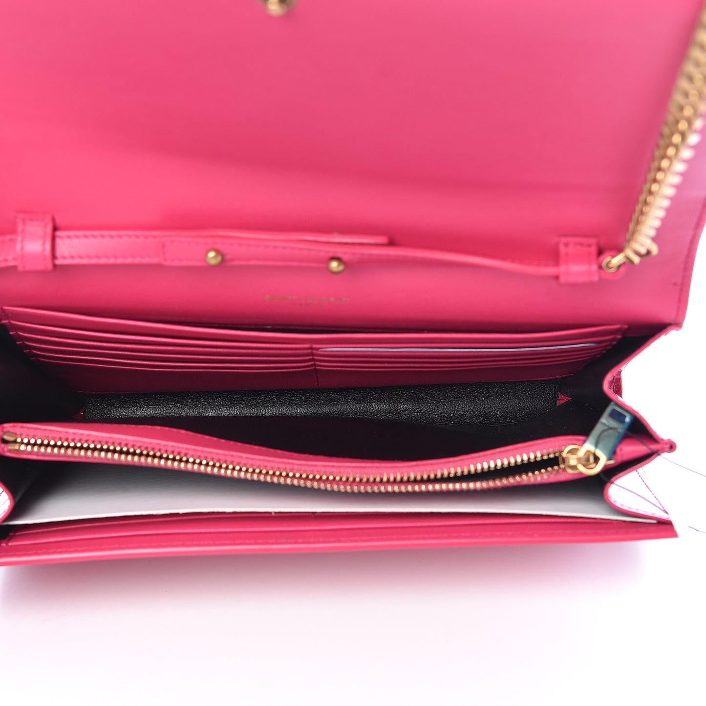 Patent Calfskin Monogram Kate Chain Wallet Fresh Fuxia