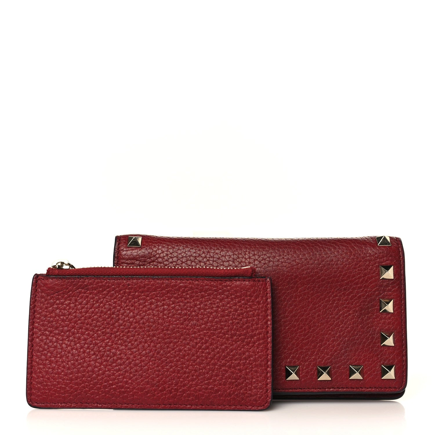 Valentino Garavani Grained Calfskin Rockstud Wallet Red 1 of 7