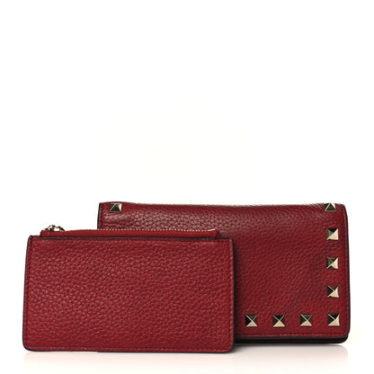 Valentino Garavani Grained Calfskin Rockstud Wallet Red 1 of 7