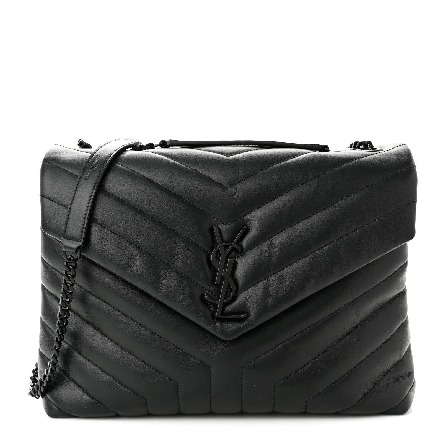 Saint Laurent Calfskin Y Quilted Monogram Monochrome Medium Loulou Chain Satchel Black 1 of 10