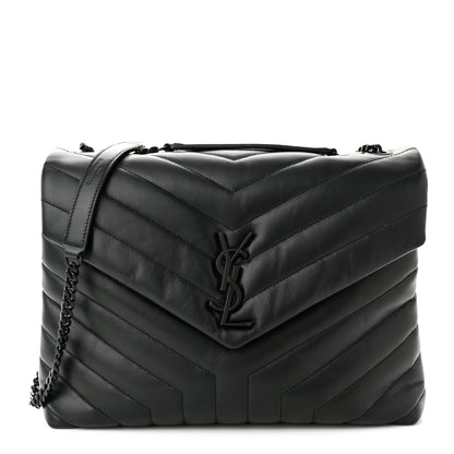 Saint Laurent Calfskin Y Quilted Monogram Monochrome Medium Loulou Chain Satchel Black 1 of 10