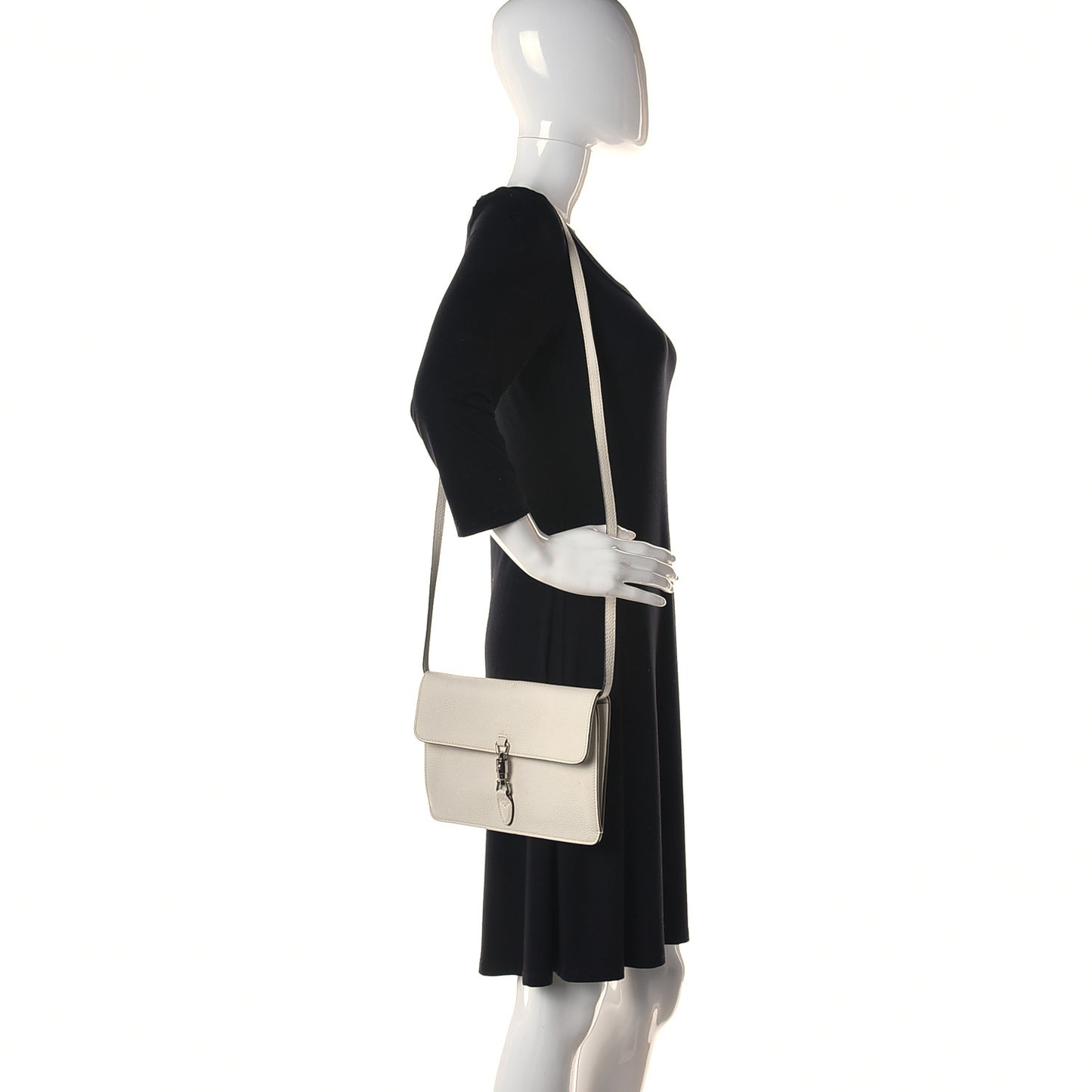 Grand Prix Calfskin Jackie Convertible Shoulder Bag White