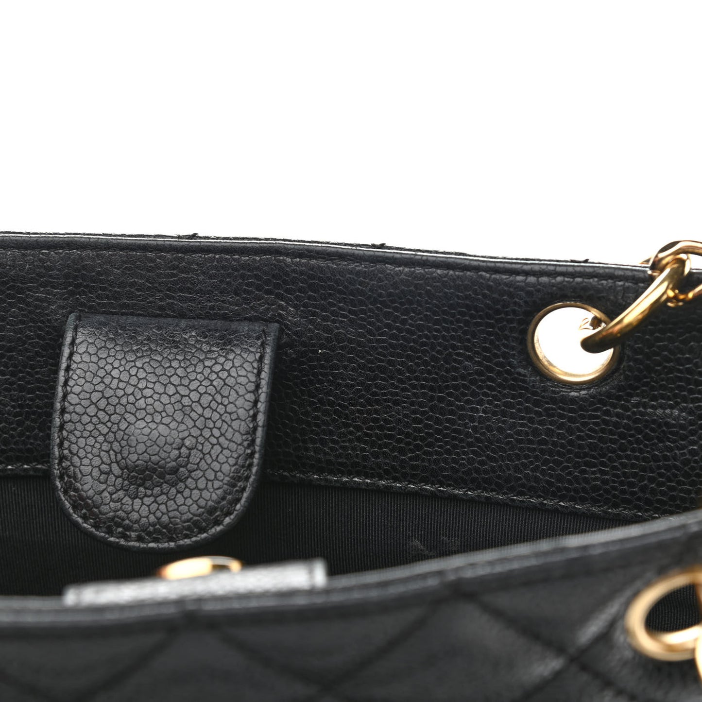 Caviar Quilted Petit Shopping Tote PST Black