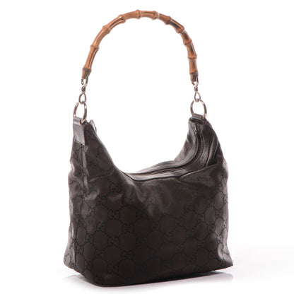 Gucci Nylon Monogram Small Bamboo Hobo Brown 3 of 7