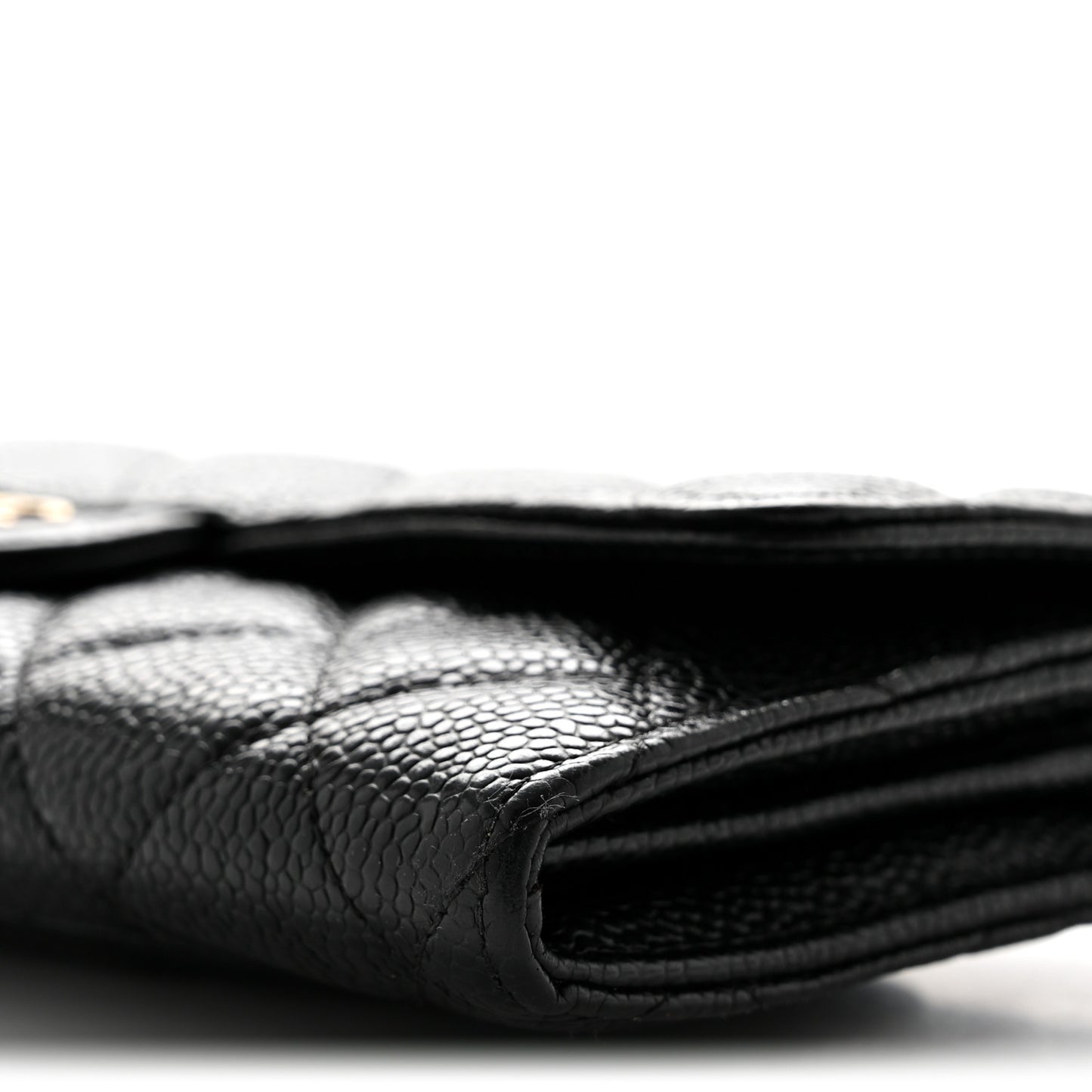 Caviar Quilted Large Gusset Flap Wallet Black
