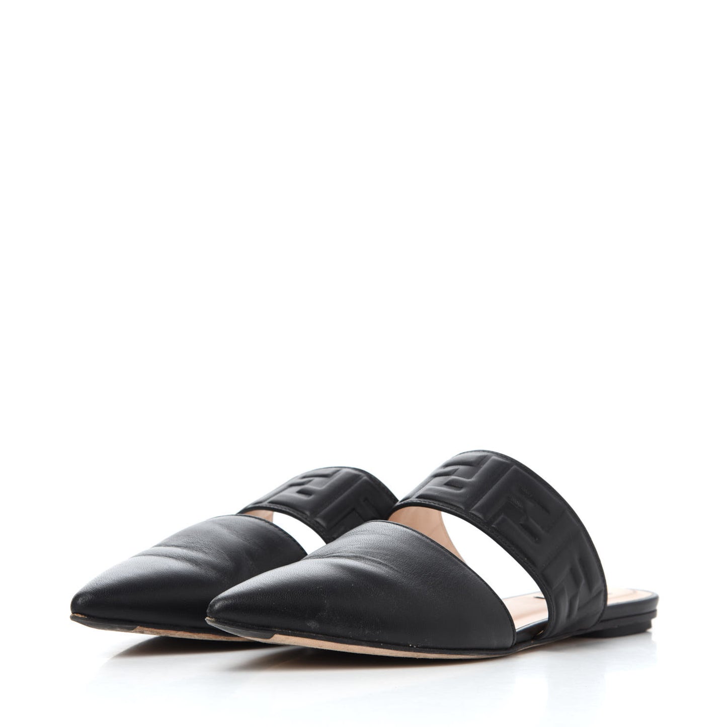 Vitello FF Embossed Flat Mules 36.5 Black