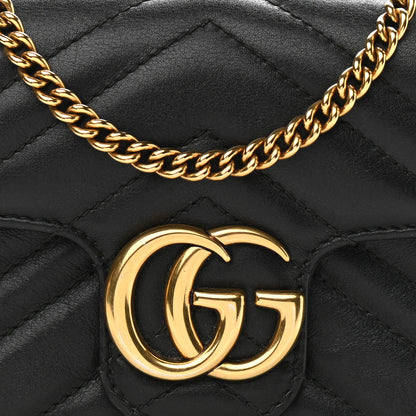 Gucci Calfskin Matelasse Super Mini GG Marmont Shoulder Bag Black 8 of 11