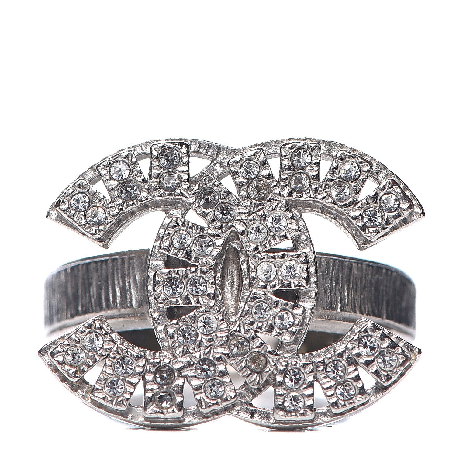 Chanel Crystal CC Ring 6 Silver 1 of 4