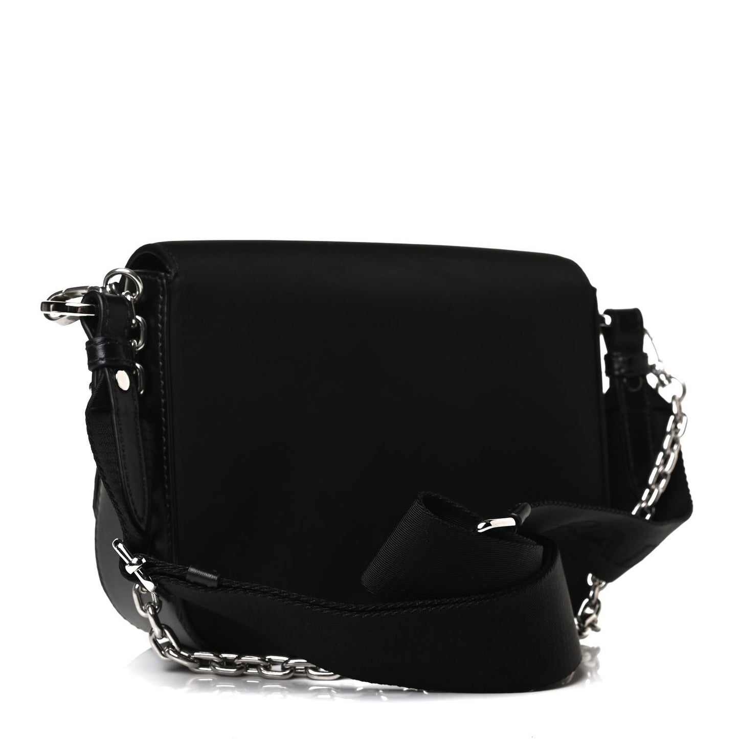 Nylon Calfskin Identity Shoulder Bag Black