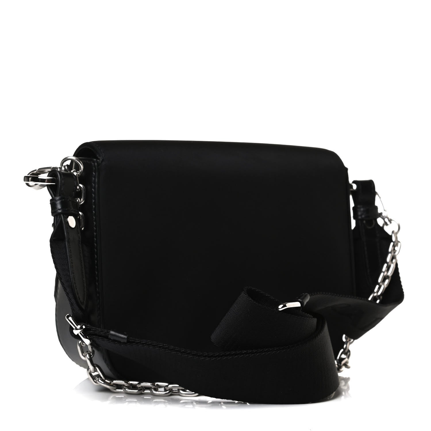 Prada Nylon Calfskin Identity Shoulder Bag Black 4 of 14