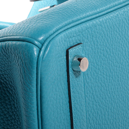 Hermes Taurillon Clemence Birkin 30 Turquoise 10 of 17