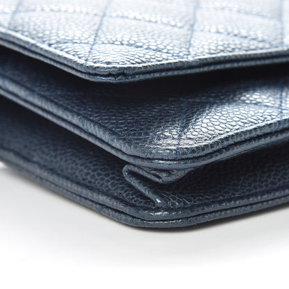 Chanel Iridescent Caviar Quilted Wallet On Chain WOC Blue 9 of 11