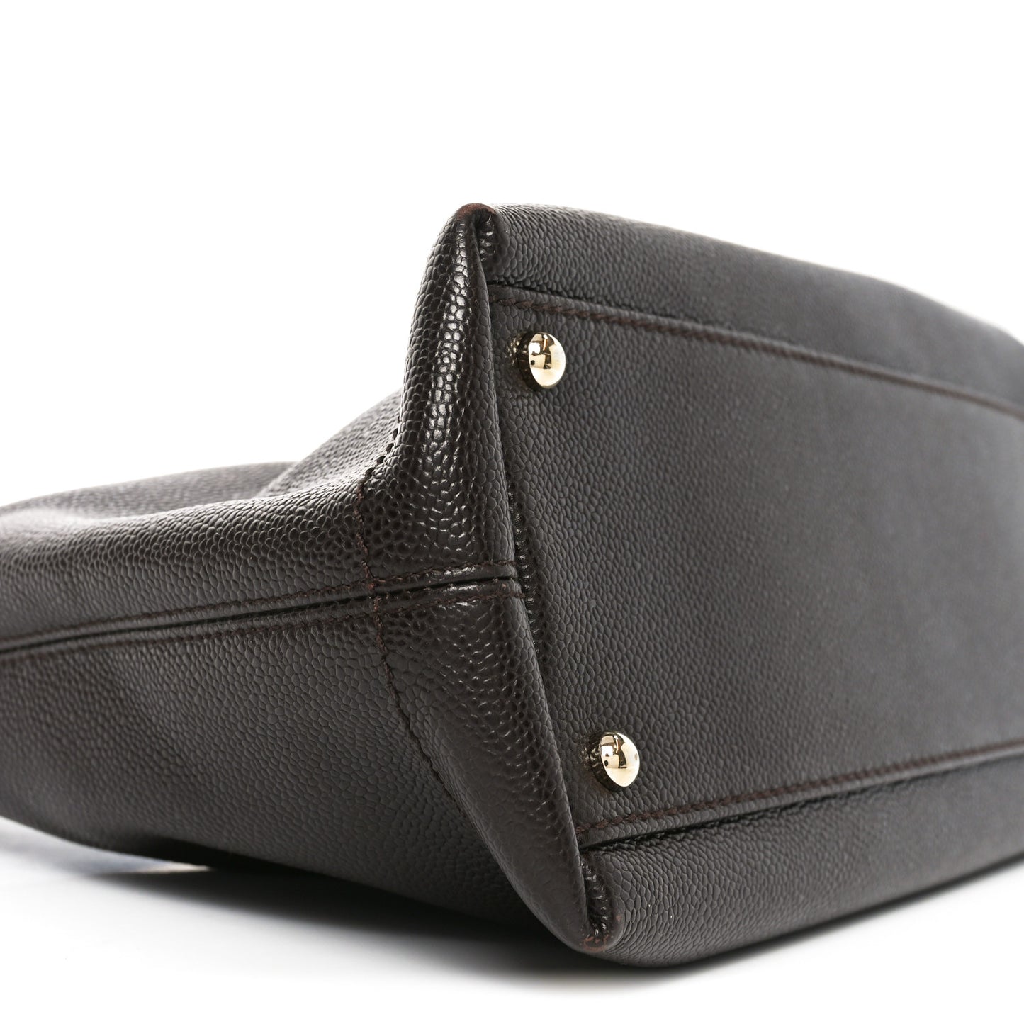 Caviar CC Wood Chain Hobo Dark Brown