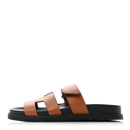 Hermes Calfskin Womens Chypre Sandals 35 Gold 1 of 9