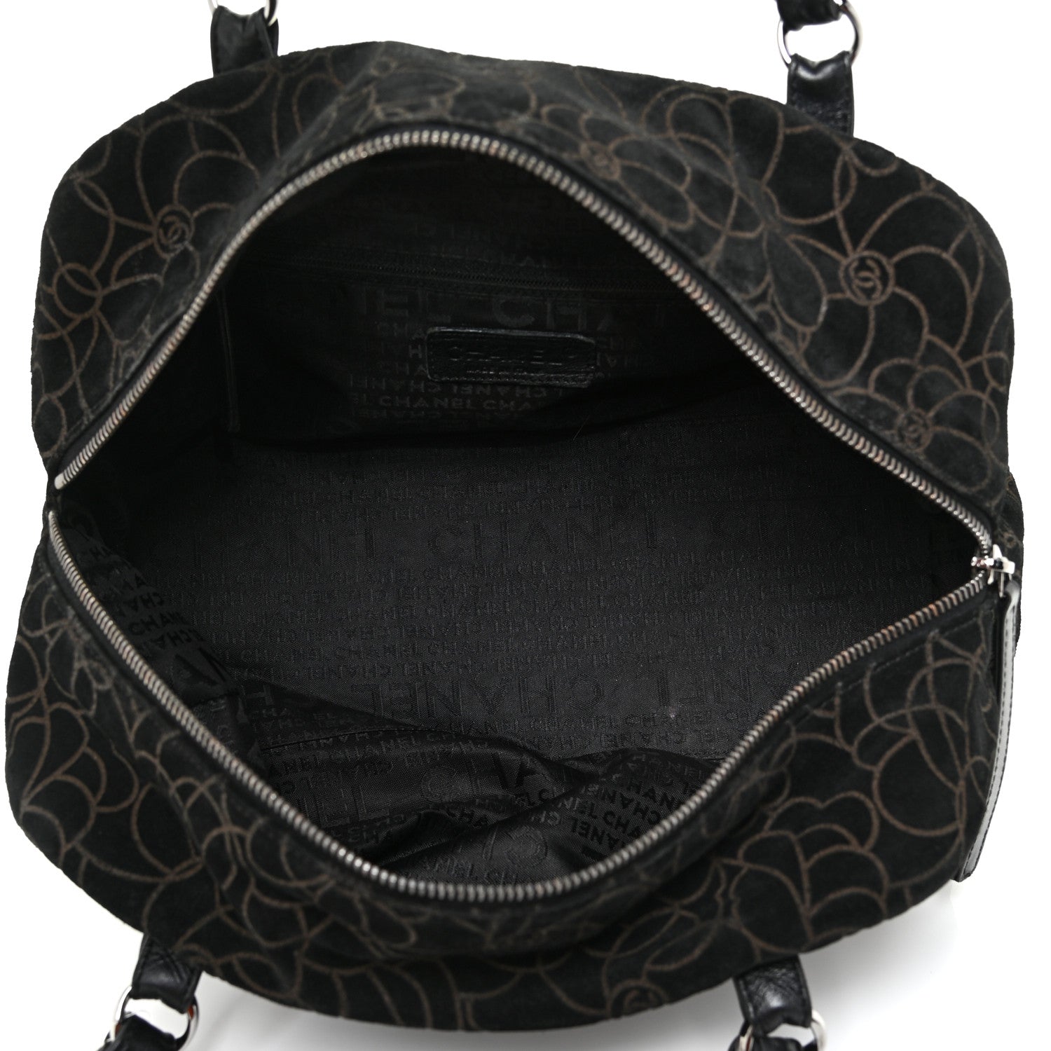 Chanel Velvet Camellia Embossed Shoulder Bag Black 4 of 17