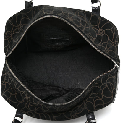 Chanel Velvet Camellia Embossed Shoulder Bag Black 4 of 17