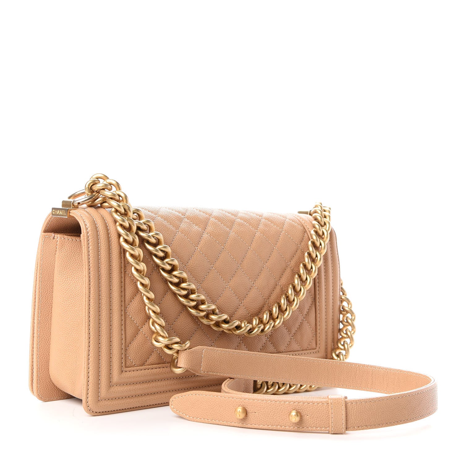 Chanel Caviar Quilted Medium Boy Flap Beige 3 of 9
