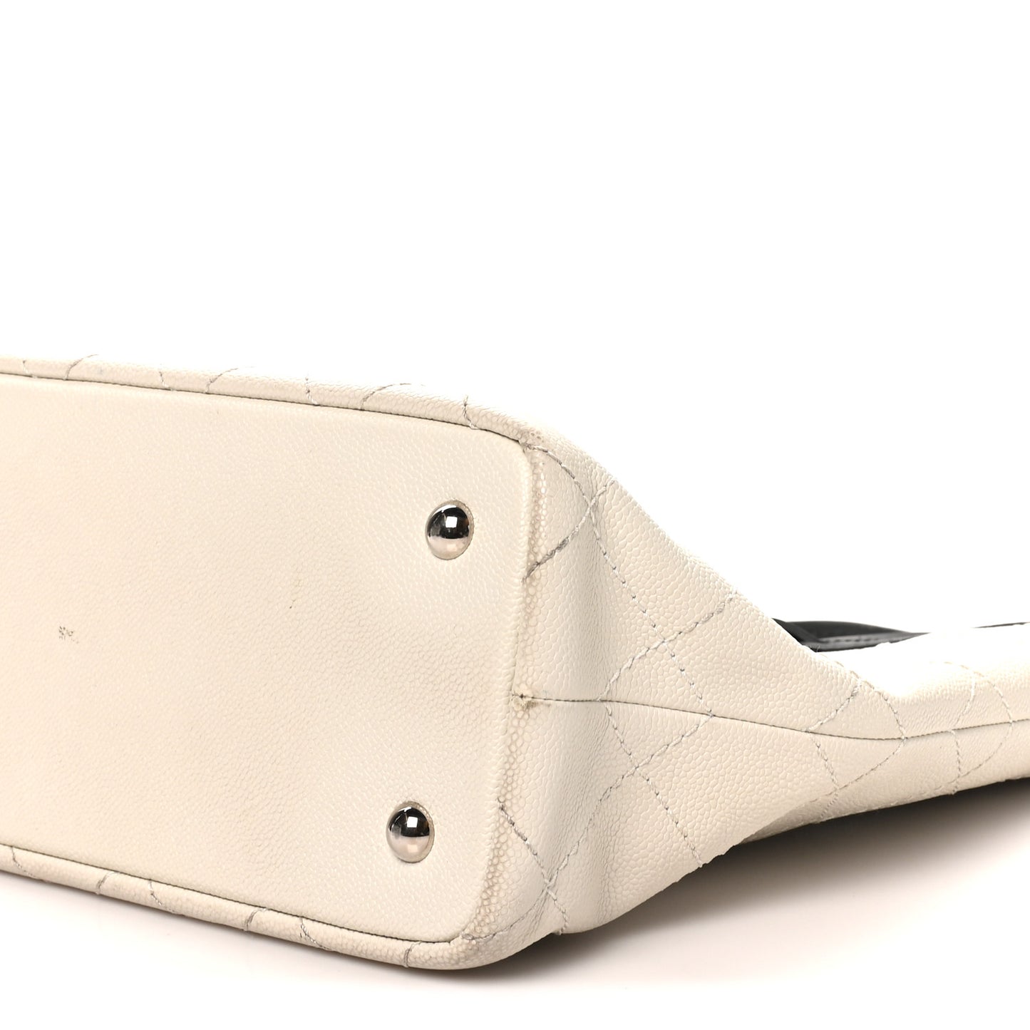 Grained Calfskin Shopping Fever Tote White