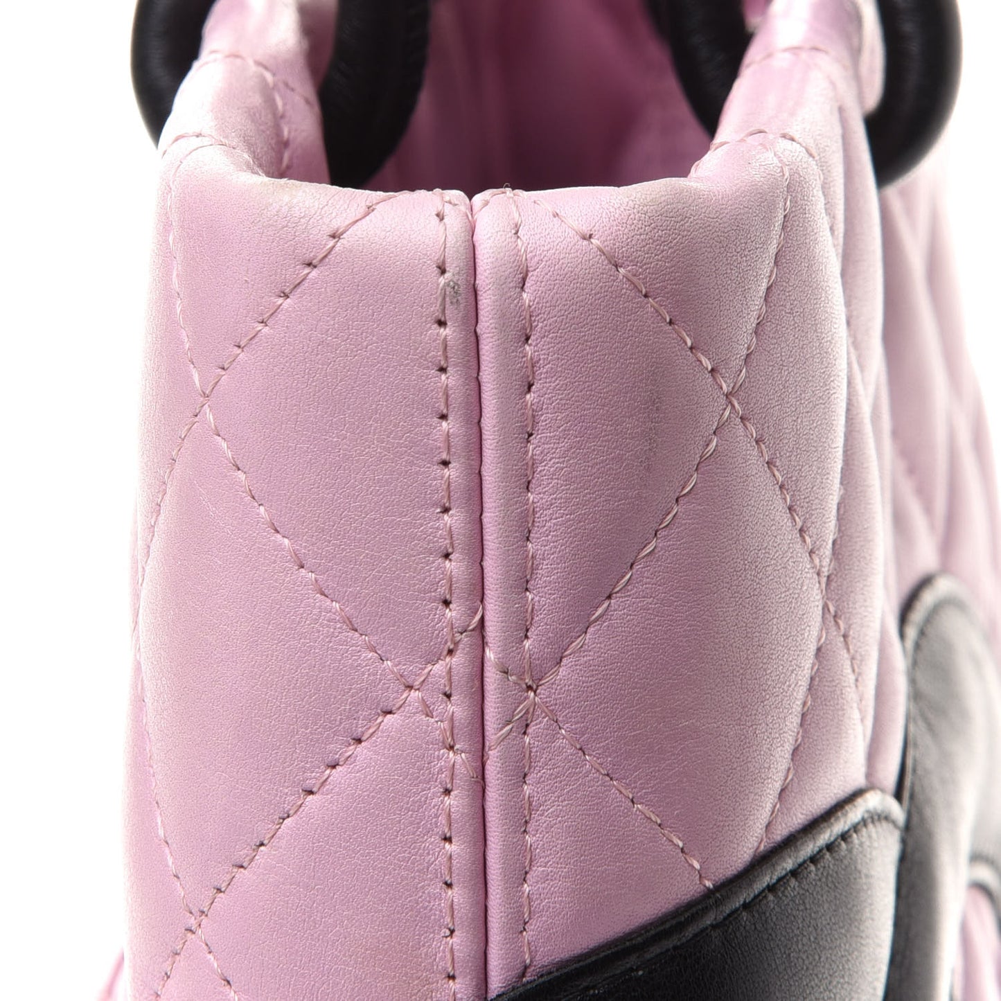 Calfskin Quilted Medium Cambon Tote Pink Black