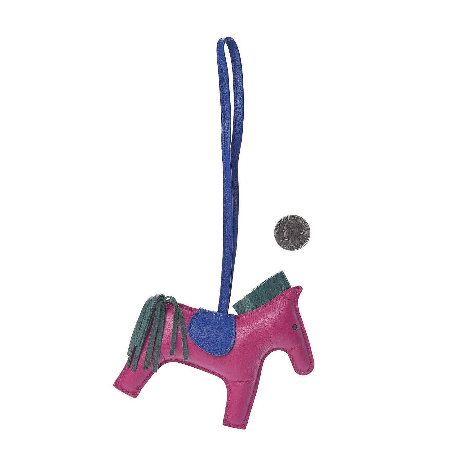 Hermes Milo Lambskin Grigri Rodeo Horse Bag Charm MM Rose Pourpre Malachite Bleu Electrique 2 of 4