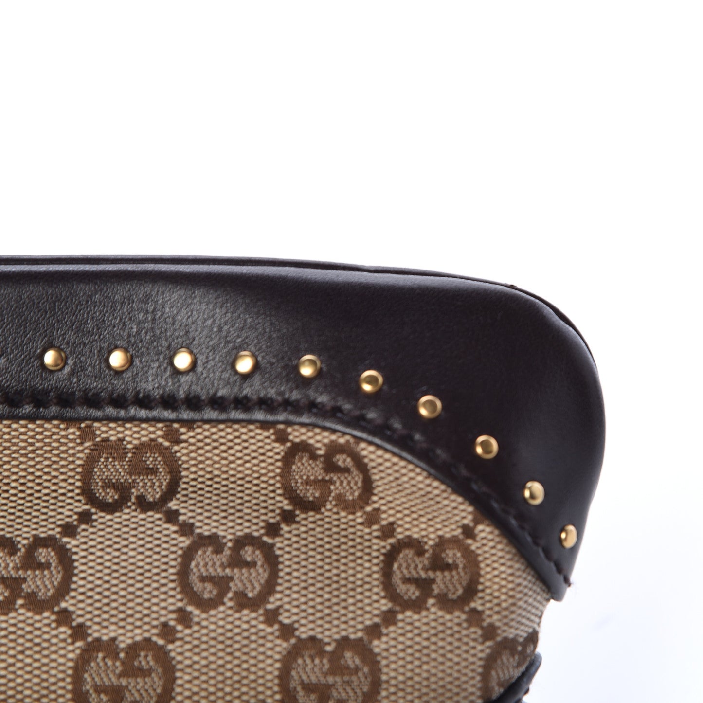 Monogram Studded Horsebit Clutch Dark Brown