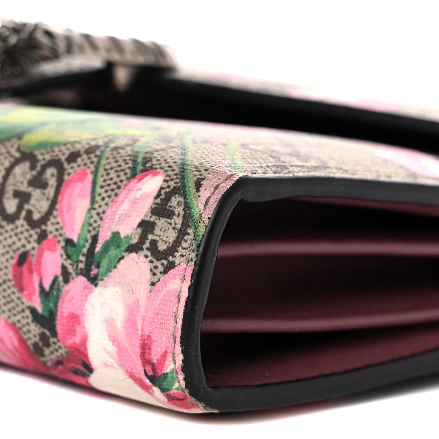 Gucci GG Supreme Monogram Blooms Mini Dionysus Chain Wallet Beige Multicolor Dry Rose 6 of 14