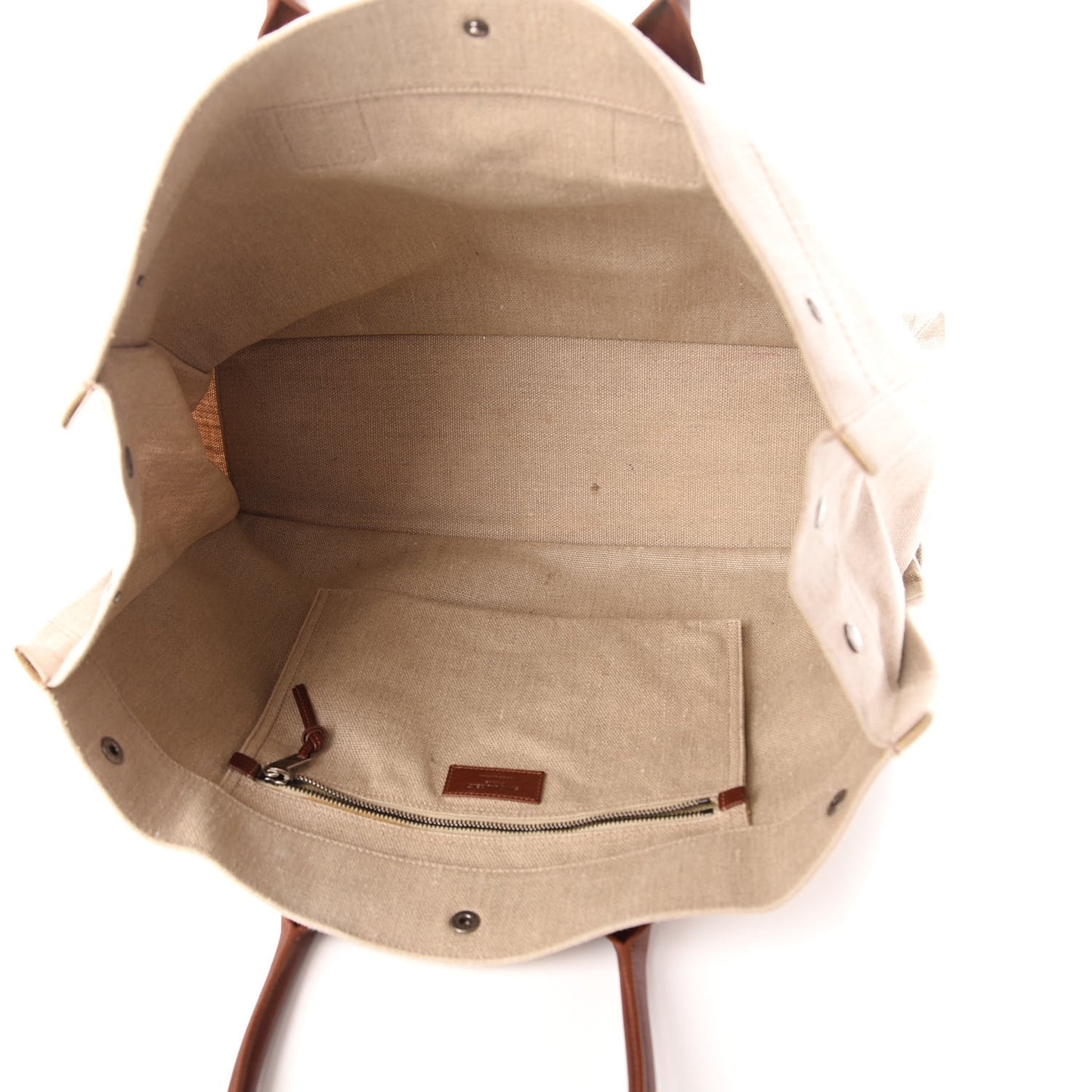 Linen Calfskin Rive Gauche Tote Tan