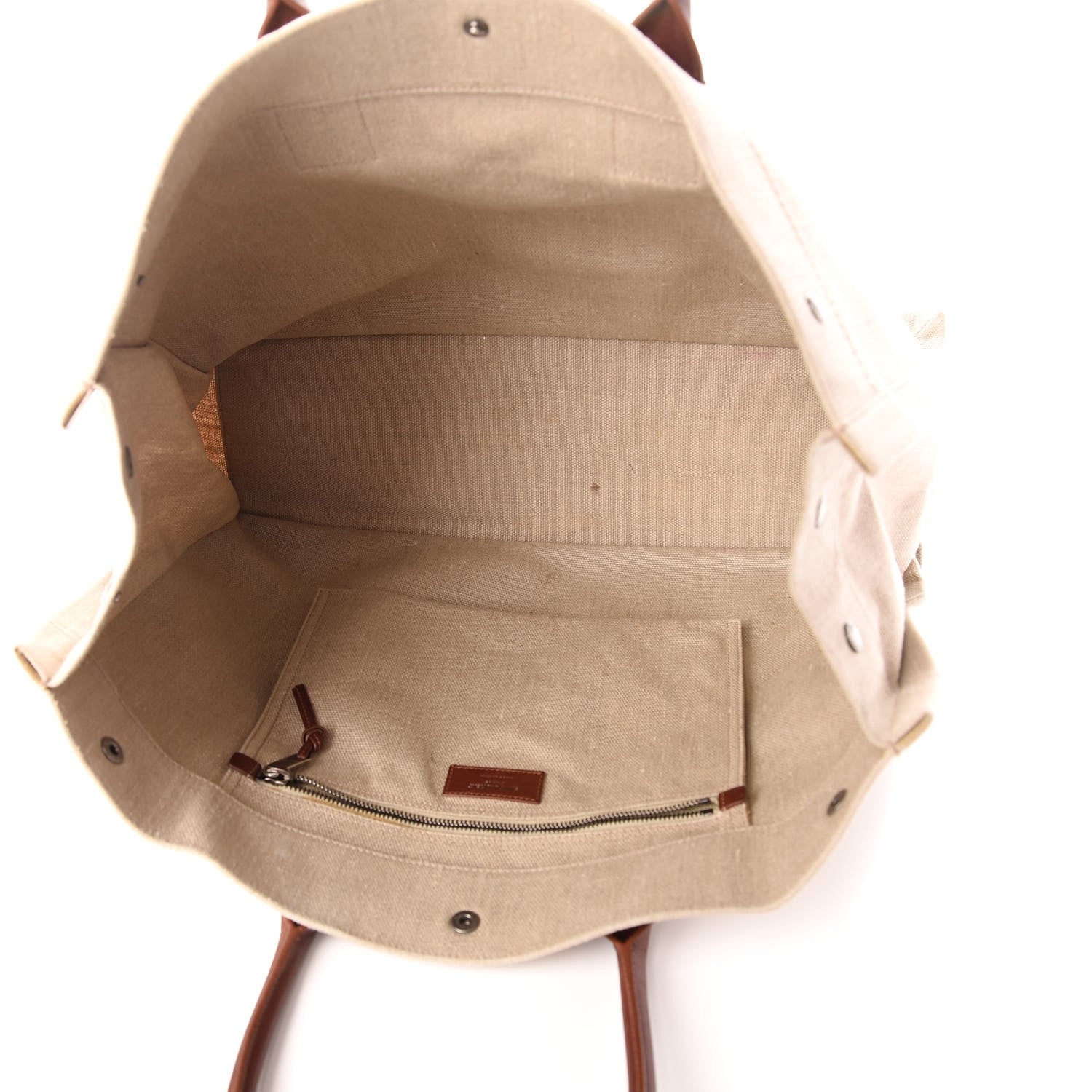Saint Laurent Linen Calfskin Rive Gauche Tote Tan 5 of 10