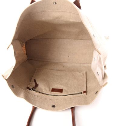 Saint Laurent Linen Calfskin Rive Gauche Tote Tan 5 of 10