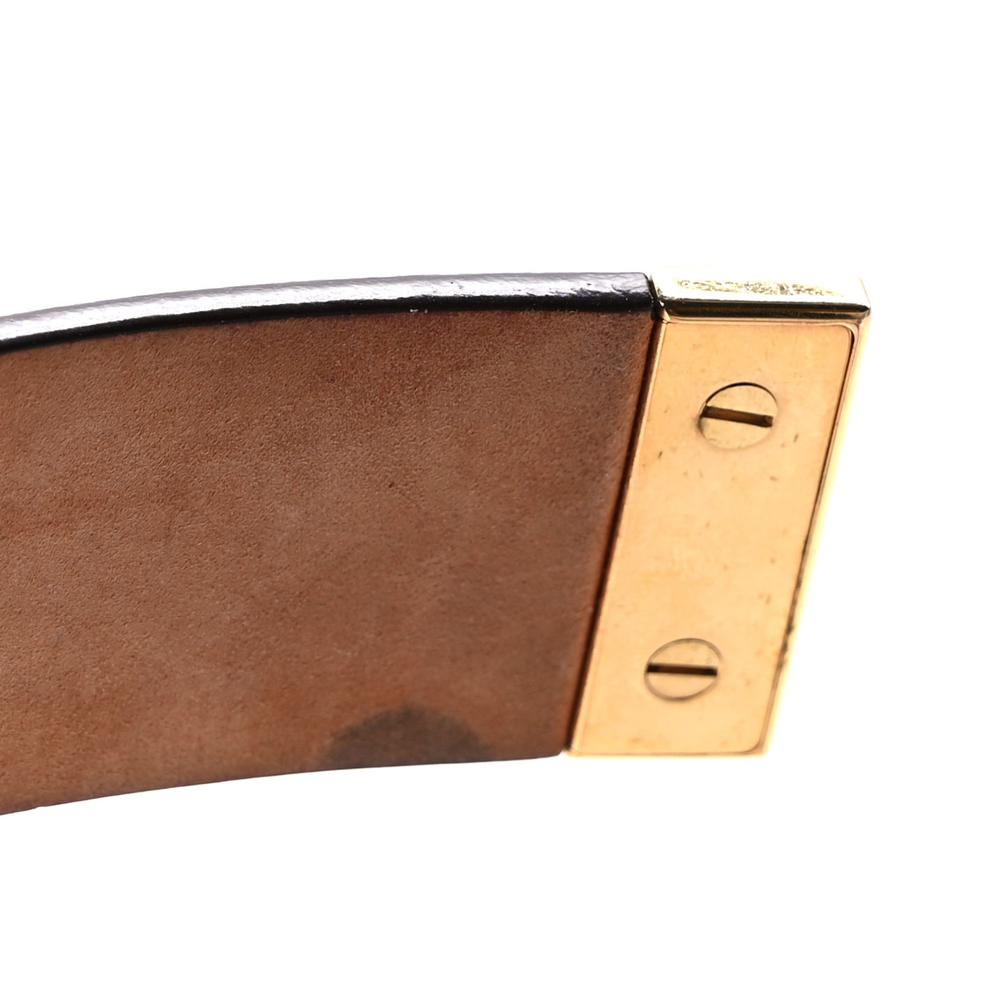 Damier Ebene LV Paris Buckle Belt 80 32 Gold