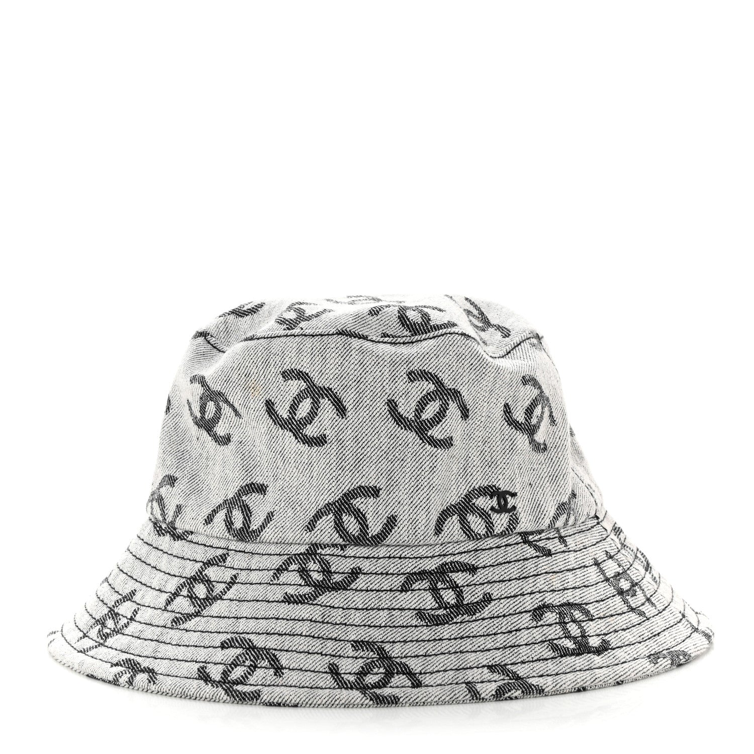 Chanel Denim CC Bucket Hat S White Black 1 of 7